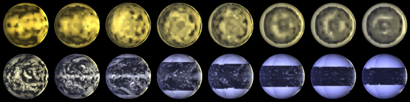 True-color renderings of planets around stars ranging from 2500 K to 8000 K